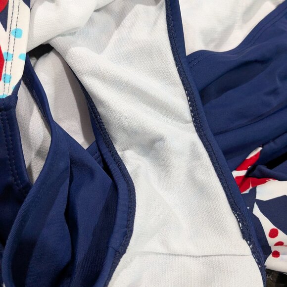 US Polo Assn. Women's Floral Long Sleeve Swimsuit, Navy, Size M (7-9), Tie Back - Picture 13 of 16